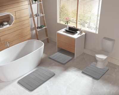 Foto 6 | Foto 6 | Juego De Alfombras De Baño Yimobra, Espuma Viscoelástica, 2 Piezas, Color Gris Absorbente - Venta Internacional.