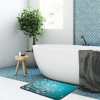 Foto 3 | Foto 3 | Tapete de Baño Kyuden Home Azul Cherry Blossom Antideslizante y Absorbente