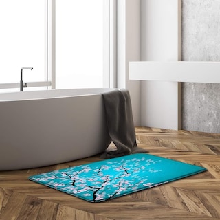 Foto 4 | Foto 4 | Tapete de Baño Kyuden Home Azul Cherry Blossom Antideslizante y Absorbente