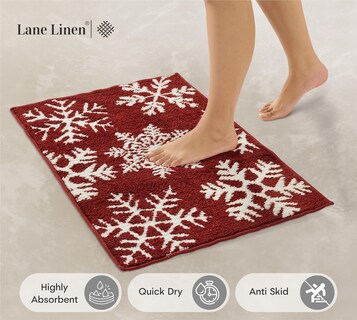 Foto 2 | Foto 2 | Alfombrillas De Baño Lane Linen Christmas De 2 Piezas Con Diseño De Copos De Nieve - Venta Internacional.