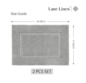 Foto 6 | Foto 6 | Juego De Alfombras De Baño Lane Linen, 2 Unidades, Extrasuaves Y Absorbentes, Color Gris Claro - Venta Internacional.