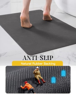 Foto 5 | Foto 5 | Alfombra De Baño Montvoo Con Respaldo De Goma, Antideslizante, De Secado Rápido, Color Gris Oscuro - Venta Internacional.