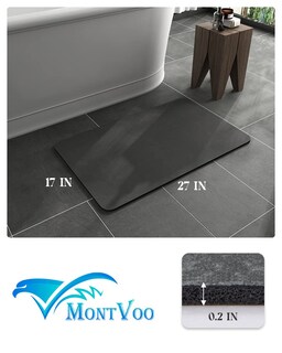 Foto 7 | Foto 7 | Alfombra De Baño Montvoo Con Respaldo De Goma, Antideslizante, De Secado Rápido, Color Gris Oscuro - Venta Internacional.