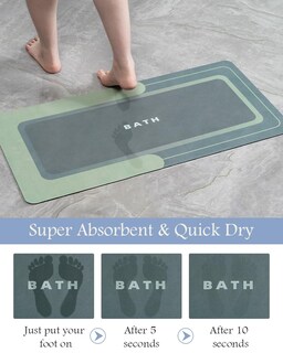 Foto 3 | Foto 3 | Alfombra de Baño Montvoo Antideslizante Secado Rápido Verde - Venta Internacional