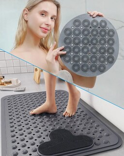Foto 3 | Foto 3 | 2pcs Tapete Baño Belug Antideslizante Con Ventosa Gris