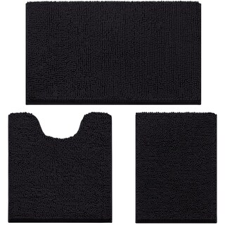 Foto 1 | Foto 1 | Alfombras De Baño Homeideas 3 Piezas Ultrasuaves Y Antideslizantes (negras) - Venta Internacional.