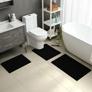 Foto 2 | Foto 2 | Alfombras De Baño Homeideas 3 Piezas Ultrasuaves Y Antideslizantes (negras) - Venta Internacional.
