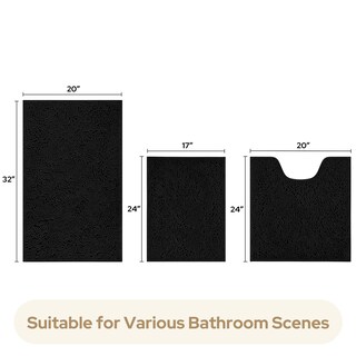 Foto 5 | Foto 5 | Alfombras De Baño Homeideas 3 Piezas Ultrasuaves Y Antideslizantes (negras) - Venta Internacional.