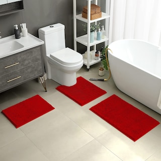 Foto 2 | Foto 2 | Alfombras De Baño Homeideas  3 Piezas  Ultrasuaves Y Antideslizantes (rojas) - Venta Internacional.