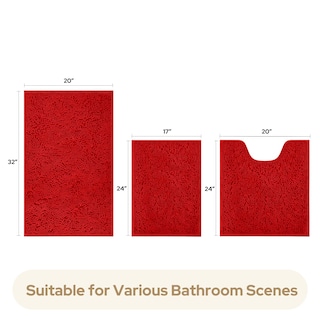 Foto 5 | Foto 5 | Alfombras De Baño Homeideas  3 Piezas  Ultrasuaves Y Antideslizantes (rojas) - Venta Internacional.