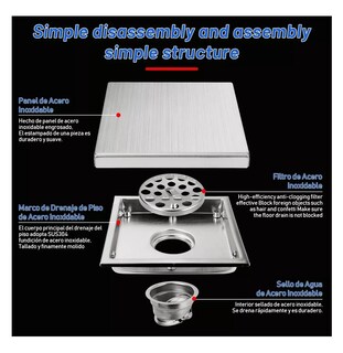 Foto 3 | Foto 3 | Coladera Belug Plateada de Acero Inoxidable Drenaje de Piso