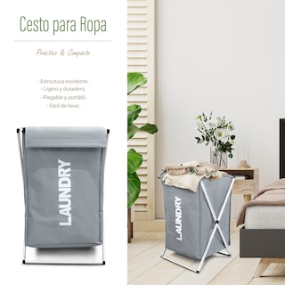 Foto 2 | Foto 2 | Cesto De Lavandería Para Ropa Sucia Organizador Plegable Andromeda Inc color Gris