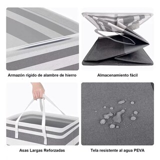 Foto 4 | Foto 4 | Cesto de Ropa Eo Safe Imports Gris 2 Piezas