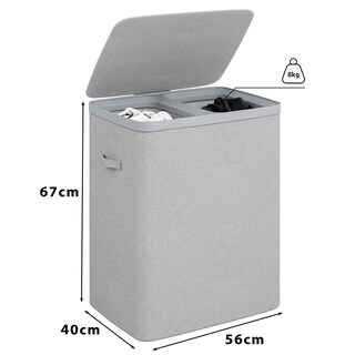 Foto 6 | Foto 6 | Cesto De Ropa Sucia Con Tapa Mu:4life 6h-201-e Gris Claro Plegable De 100l Con 2 Bolsas Extraíbles