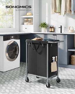 Foto 2 | Foto 2 | Cesta De Lavandería Songmics Rolling 140 L Con Ruedas Y 2 Secciones - Venta Internacional.