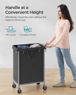 Foto 7 | Foto 7 | Cesta De Lavandería Songmics Rolling 140 L Con Ruedas Y 2 Secciones - Venta Internacional.