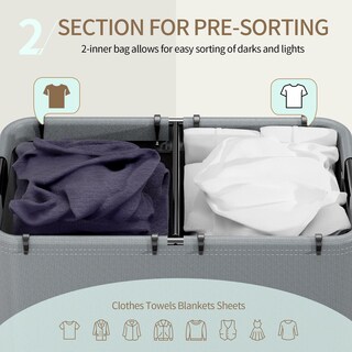 Foto 3 | Foto 3 | Cesto De Ropa Yecaye 150 L Con Ruedas, Tapa Y 2 Bolsas, Color Gris - Venta Internacional.