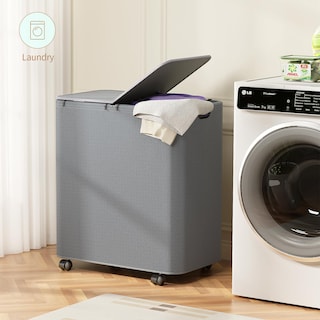 Foto 7 | Foto 7 | Cesto De Ropa Yecaye 150 L Con Ruedas, Tapa Y 2 Bolsas, Color Gris - Venta Internacional.