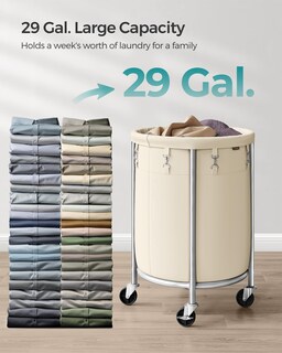 Foto 3 | Foto 3 | Cesta De Lavandería Songmics Rolling 110 L Con Ruedas Y Bolsa, Color Crema - Venta Internacional.