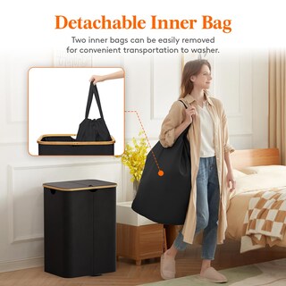 Foto 4 | Foto 4 | Cesto De Ropa Lifewit De 150 Litros Con Tapa Y Bolsas Extraíbles, Color Negro - Venta Internacional.