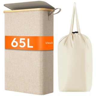 Foto 1 | Foto 1 | Cesto De Ropa Lifewit De 65 Litros Con Tapa Y Bolsa Extraíble, Color Beige - Venta Internacional.