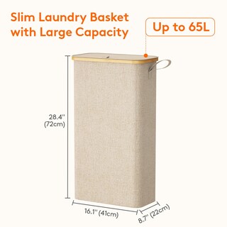 Foto 4 | Foto 4 | Cesto De Ropa Lifewit De 65 Litros Con Tapa Y Bolsa Extraíble, Color Beige - Venta Internacional.
