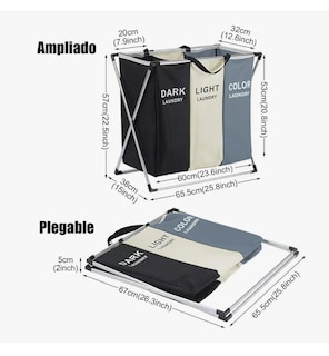 Foto 2 | Foto 2 | Cesto de Ropa Arizona Plegable con 3 Secciones