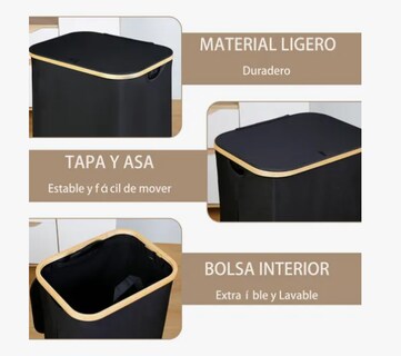 Foto 4 | Foto 4 | Cesto para Ropa Plegable Negro