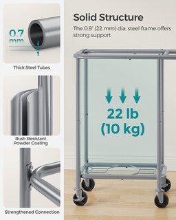 Foto 5 | Foto 5 | Cesta De Lavandería Songmics Rolling Con Ruedas De 90 Litros Con Forro Crema - Venta Internacional.