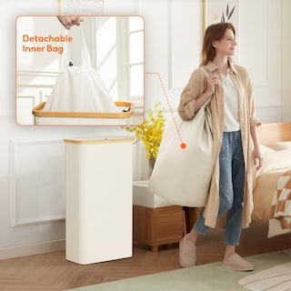Foto 5 | Foto 5 | Cesto De Ropa Lifewit De 65 Litros Con Tapa Y Bolsa Extraíble, Color Blanco - Venta Internacional.