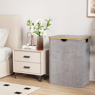Foto 2 | Foto 2 | Cesto De Ropa Lifewit De 120 Litros Con Tapa Y Bolsa Extraíble, Color Gris Claro - Venta Internacional.