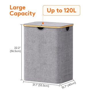 Foto 3 | Foto 3 | Cesto De Ropa Lifewit De 120 Litros Con Tapa Y Bolsa Extraíble, Color Gris Claro - Venta Internacional.