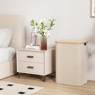 Foto 3 | Foto 3 | Cesto De Ropa Lifewit De 80 Litros Con Tapa, Asas De Bambú Y Bolsa, Color Beige - Venta Internacional.