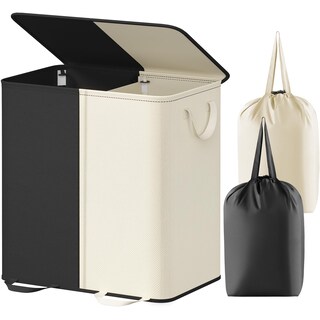 Foto 1 | Foto 1 | Cesto De Ropa Lifewit Doble Con Tapa Y 2 Bolsas De 136 L, Color Blanco Y Negro - Venta Internacional.