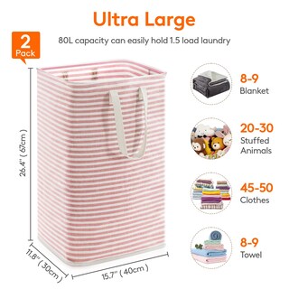 Foto 4 | Foto 4 | Cesto De Ropa Lifewit, Grande, Plegable, 80 L, Paquete De 2, Gris Y Rosa - Venta Internacional.