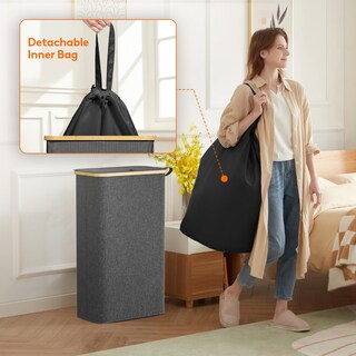 Foto 5 | Foto 5 | Cesto De Ropa Lifewit De 75 Litros Con Tapa Y Bolsa Extraíble, Color Gris Oscuro - Venta Internacional.