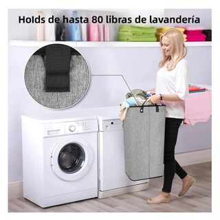 Foto 3 | Foto 3 | Cesto De Ropa Plegable 80l Grande Rectangular Y Con Asas Resistentes Belug, Gris