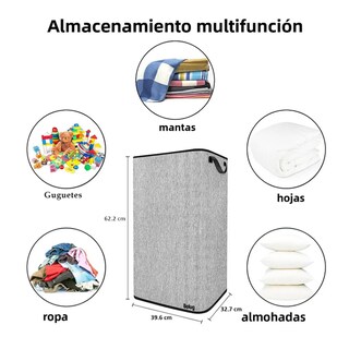 Foto 5 | Foto 5 | Cesto De Ropa Plegable 80l Grande Rectangular Y Con Asas Resistentes Belug, Gris