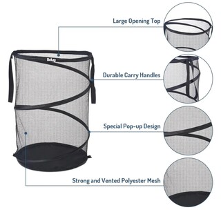 Foto 2 | Foto 2 | Cesta Plegable De Malla Para Ropa Sucia Organizador 75 L Belug, Negro