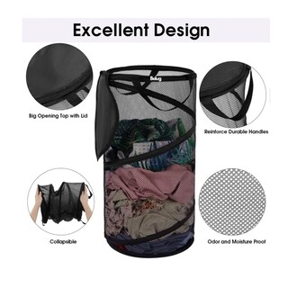 Foto 3 | Foto 3 | Cesta Plegable De Malla Para Ropa Sucia Organizador 75 L Belug, Negro