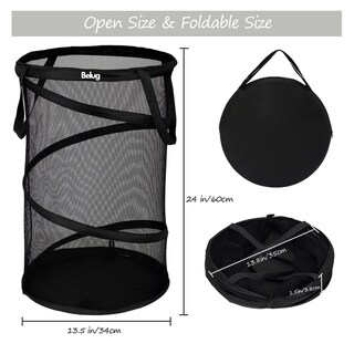 Foto 5 | Foto 5 | Cesta Plegable De Malla Para Ropa Sucia Organizador 75 L Belug, Negro