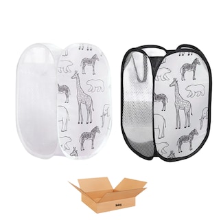 Foto 1 | Foto 1 | 2 Pcs Cesto Belug Ropa Sucia De Malla Plegable Organizador Colgar Negro/blanco
