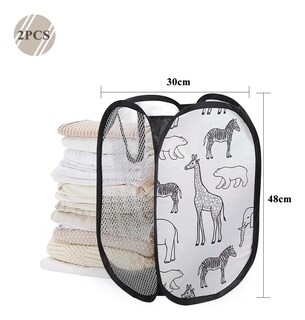 Foto 2 | Foto 2 | 2 Pcs Cesto Belug Ropa Sucia De Malla Plegable Organizador Colgar Negro/blanco