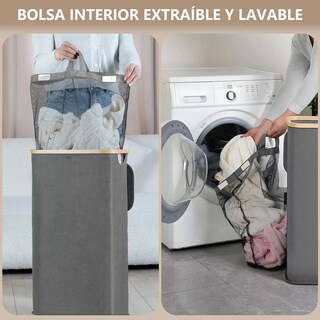 Foto 3 | Foto 3 | Cesto Para Ropa Sucia 110l Plegable Portátil Eo Safe Imports Esi-18798 Gris
