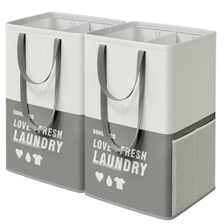 Foto 1 | Foto 1 | Juego De 2 Cestas De Ropa Songmics De 90 Litros Con 2 Compartimentos Color Gris