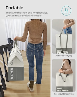 Foto 4 | Foto 4 | Juego De 2 Cestas De Ropa Songmics De 90 Litros Con 2 Compartimentos Color Gris