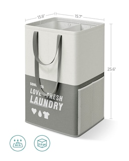 Foto 6 | Foto 6 | Juego De 2 Cestas De Ropa Songmics De 90 Litros Con 2 Compartimentos Color Gris