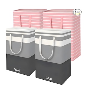 Foto 1 | Foto 1 | Cesto Grande Para Ropa Sucia Y Lavandería Plegable 75l 4pcs Rosa Y Gris