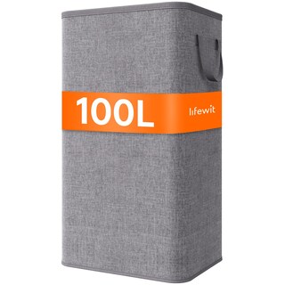 Foto 1 | Foto 1 | Cesto De Ropa Lifewit 100 L Grande Con Asas Gris Claro - Venta Internacional.