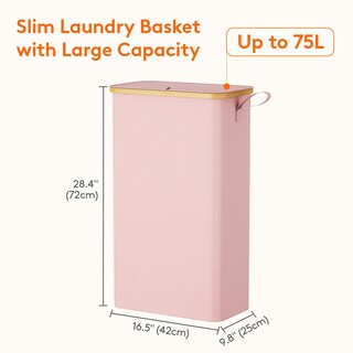 Foto 3 | Foto 3 | Cesto De Ropa Lifewit De 75 Litros Con Tapa Y Bolsa Extraíble Color Rosa - Venta Internacional.